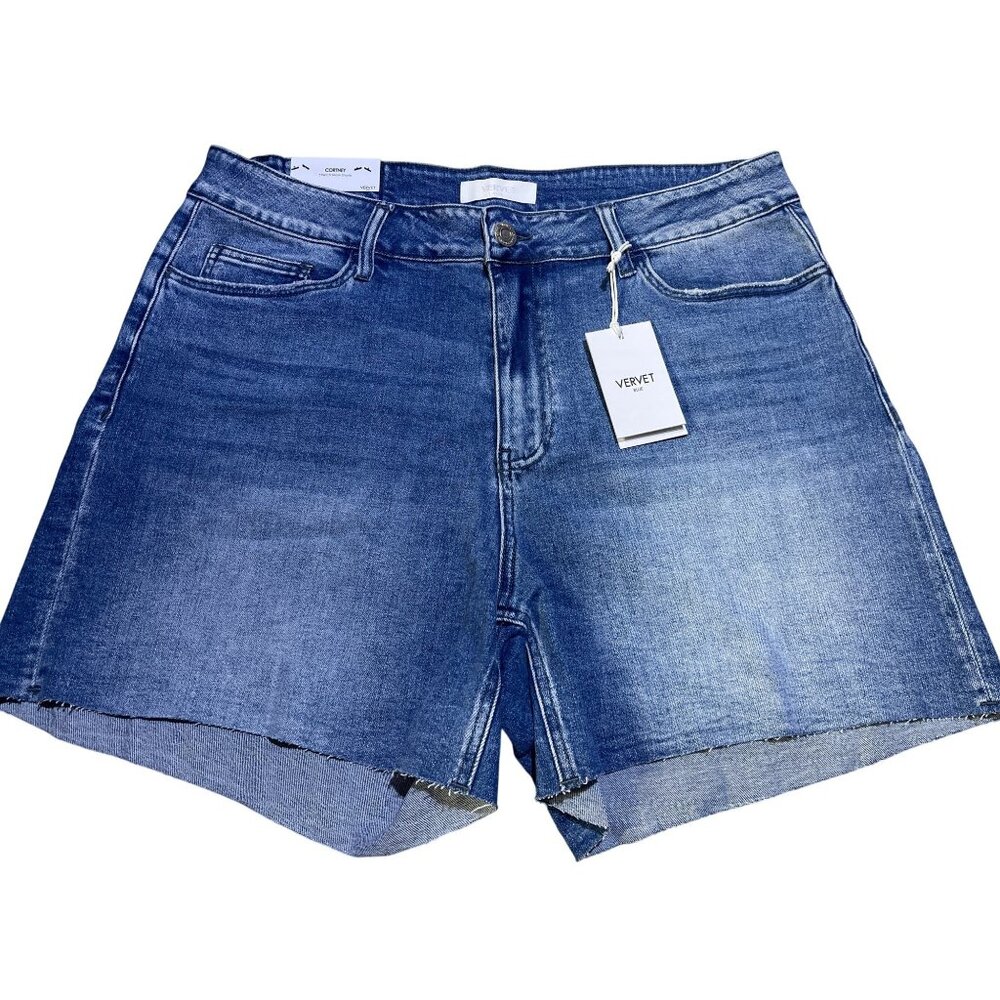 Vervet Blue Womens Size 20W Cortney Stretch Mom Shorts